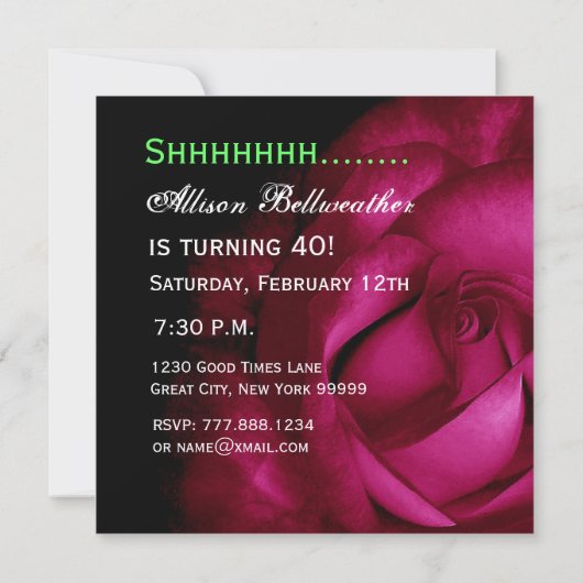 40e verjaardag Rood rood rood E004 Kaart (Achterkant)