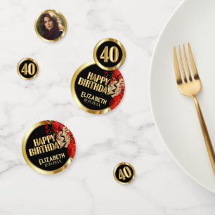 40e verjaardag - Rood, Zwart en Goud 🎈 Foto Confetti