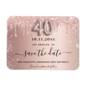 40e verjaardag roos Bewaar de datum Magneet (Horizontaal)