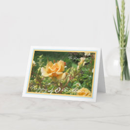 40e verjaardag Roos Denise Elegant Golden Lijst Kaart