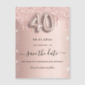 40e verjaardag roos glitter sparen de datummagneet (Voorkant)