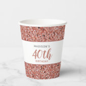 40e verjaardag Roos Gold Glitter op maat Papieren Bekers (Voorkant)