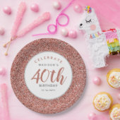 40e verjaardag Roos Gold Glitter op maat Papieren Bordje (Feest)