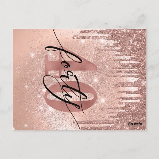 40e verjaardag Roos Gold Save the Date Briefkaart (Achterkant)