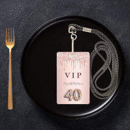 40e verjaardag roos goud glitter druppelt roze gla badge