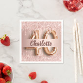 40e verjaardag roos goud glitter monogram luxe servet (Insitu)