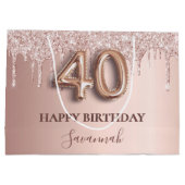 40e verjaardag roos goud glitter roze ballonstijl groot cadeauzakje (Achterkant)
