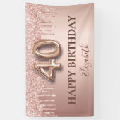 40e verjaardag roos goud glitter roze ballonstijl spandoek (Verticaal)