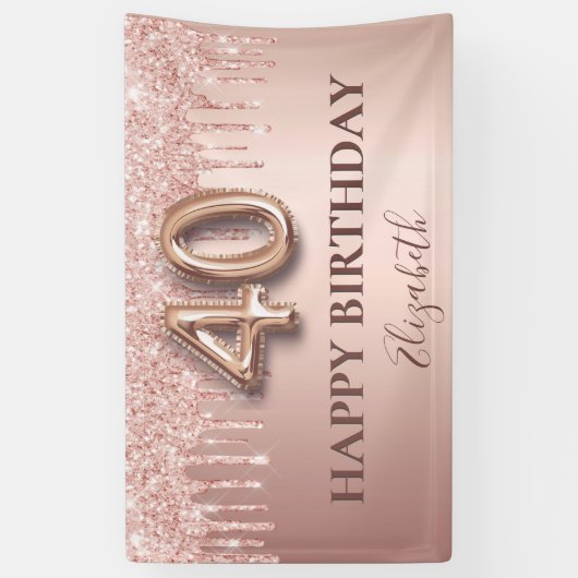 40e verjaardag roos goud glitter roze ballonstijl spandoek (Verticaal)