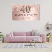 40e verjaardag roos goud glitter roze ballonstijl spandoek