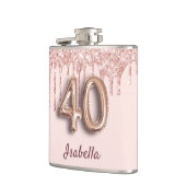 40e verjaardag roos goud glitter roze vrienden heupfles (Links)