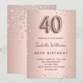 40e verjaardag roos gouddiamanten kaart (Voorkant / Achterkant)