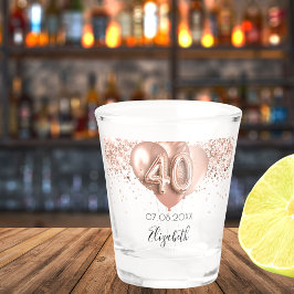 40e verjaardag roos gouden ballonnen naam shot glas