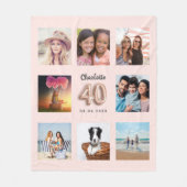 40e verjaardag roos gouden blauwe foto collage naa fleece deken (Voorkant)