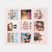 40e verjaardag roos gouden blauwe foto collage naa fleece deken (Voorkant (Horizontaal))