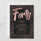 40e Verjaardag Roos Gouden Confetti Kaart (Voorkant)