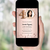 40e verjaardag roos gouden fotosterren kaart