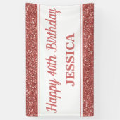 40e Verjaardag Roos Gouden Glitter Spandoek (Verticaal)