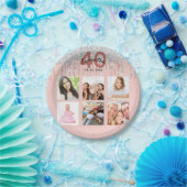 40e verjaardag: roos gouden glitter zilveren foto papieren bordje (Feest)