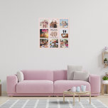 40e verjaardag roos gouden roze aangepaste fotocol imitatie canvas print<br><div class="desc">Een unieke gave voor een 40e verjaardag, die haar leven viert met een collage van acht van je eigen foto's, afbeeldingen. Pas haar naam en een datum aan en voeg deze toe. Een roos goudkleurige, wazige roze achtergrond. De naam wordt geschreven met een modern handgeschreven stijlmanuscript, nummer 40 met een...</div>