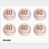 40e verjaardag roos gouden roze diamanten ballonle ronde sticker (Vel)