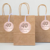 40e verjaardag roos gouden roze druppels ronde sticker