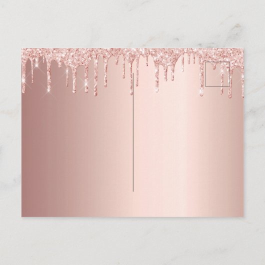 40e verjaardag roos gouden roze druppels uitnodigi briefkaart (Achterkant)