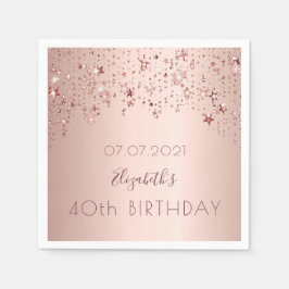 40e verjaardag roos gouden sterren roze servet