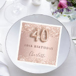 40e verjaardag roos gouden zwarte glitter naam servet<br><div class="desc">Elegant,  klassieker,  glamoureus en girly voor een 40e verjaardagsfeestje. Roos gouden en dubbelzinnige verloop achtergrond. Gedemoreerd met roos goud,  faux glitter,  sparkles. Pas een naam aan en voeg deze toe. De naam wordt geschreven met een modern donker roos gekleurd hand lettered stijlmanuscript. Nummer 40 is geschreven met een ballonstijllettertype.</div>