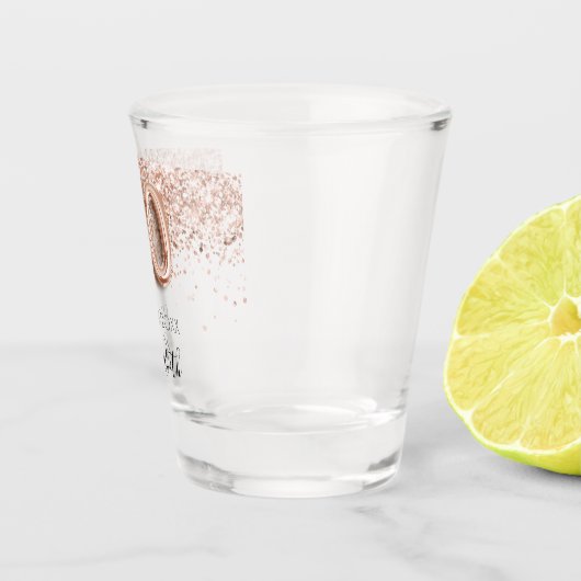 40e verjaardag roos gouden zwarte naam shot glas (Rechts)