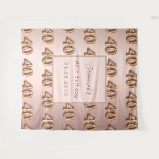 40e verjaardag roos gouden zwarte naam wandkleed (Voorkant (horizontaal))