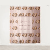 40e verjaardag roos gouden zwarte naam wandkleed (Voorkant)