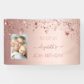 40e verjaardag roos gouden zwarte sterren foto spandoek (Horizontaal)