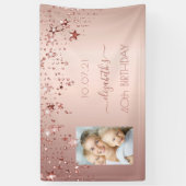 40e verjaardag roos gouden zwarte sterren foto spandoek (Verticaal)