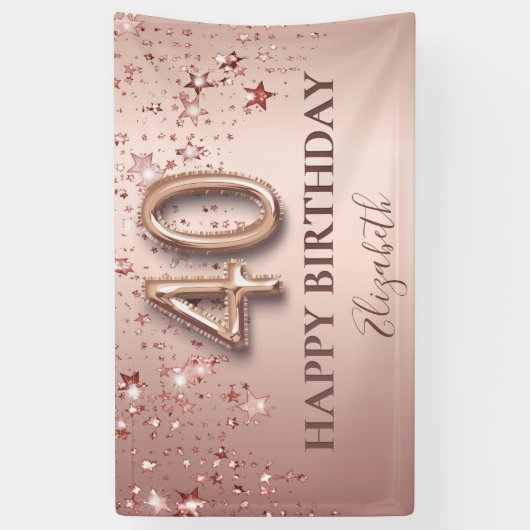 40e verjaardag roos gouden zwarte sterren script spandoek (Verticaal)