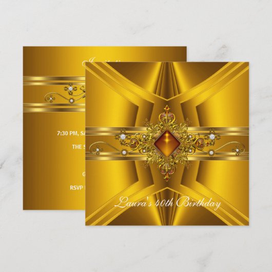 40e verjaardag Royal Elegant Yellow Gold Jewel 2 Kaart (Voorkant / Achterkant)