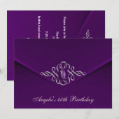 40e verjaardag Royal Silver Plum Velvet Pearl Kaart (Voorkant / Achterkant)