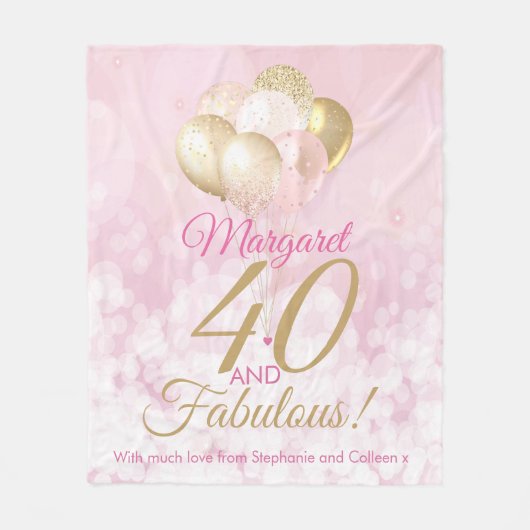 40e verjaardag roze 40 en fantastisch fleece deken (Voorkant)