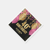 40e verjaardag - roze ballonnen servet (Hoek)