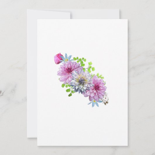 40e verjaardag Roze blauwe Floral Gold Border Dinn Kaart (Achterkant)