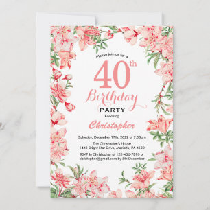 40e verjaardag Roze Boho botanische bloemen Kaart