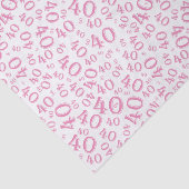 40e verjaardag roze en wit nummerpatroon tissuepapier (Detail)