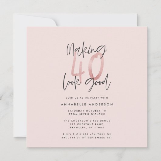 40e verjaardag roze girale foto collage (Achterkant)