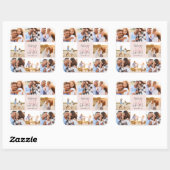 40e verjaardag roze girale foto collage vierkante sticker (Vel)
