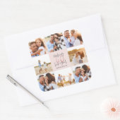 40e verjaardag roze girale foto collage vierkante sticker (Envelop)