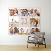 40e verjaardag roze girale foto collage wandkleed (In Situ (horizontaal))