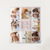 40e verjaardag roze girale foto collage wandkleed (Voorkant)