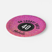 40e verjaardag Roze glitter Sparkle Personalized Papieren Bordje (Gekanteld)