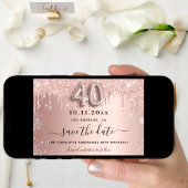 40e verjaardag roze goud zilver glitterspetters save the date