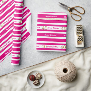 40e verjaardag roze gouden vrouwen cadeaupapier